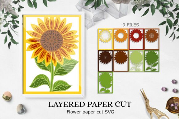 Download Sunflower Layered Paper Cut / Sunflower - Sunflower layered paper cut Collection