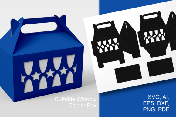 Download Stars Window Gable Gift Box Template SVG - Premium Resources