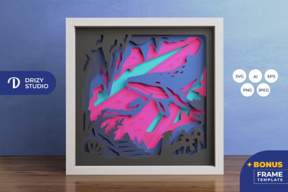 Download A Girl with Humpback Whale 3D Shadow Box - Premium Resources
