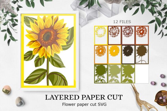 Download Sunflower Layered Paper Cut / Sunflower - Sunflower layered paper cut Collection