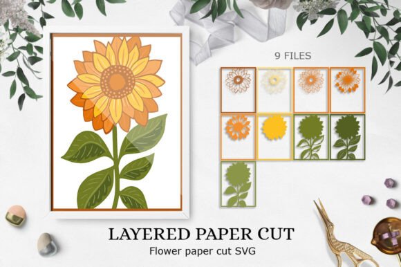 Download Sunflower Layered Paper Cut/ 3D Sunflower - Sunflower layered paper cut Collection