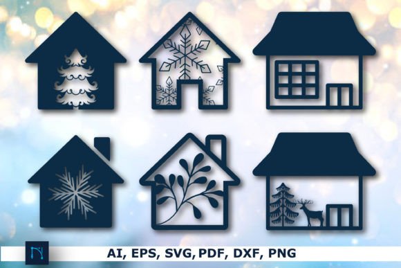 Download Christmas Home Paper Cut SVG Bundle - Home paper cut Collection