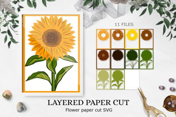 Download Sunflower Layered Paper Cut/ Paper Cut - Sunflower layered paper cut Collection